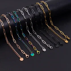 1/10pcs Metal Elliptic Chain Jewelry On The Neck Necklace 40+5cm Stainless Steel Chains For Women Men Accessories Choker Jewelry
