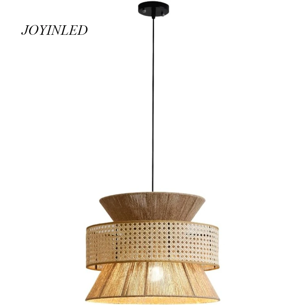 

JOYINLED Retro Industrial Style Ceiling Light Hemp Rope Creative E27 Pendant Light for Zen Teahouse Restaurant Bedroom 40cm