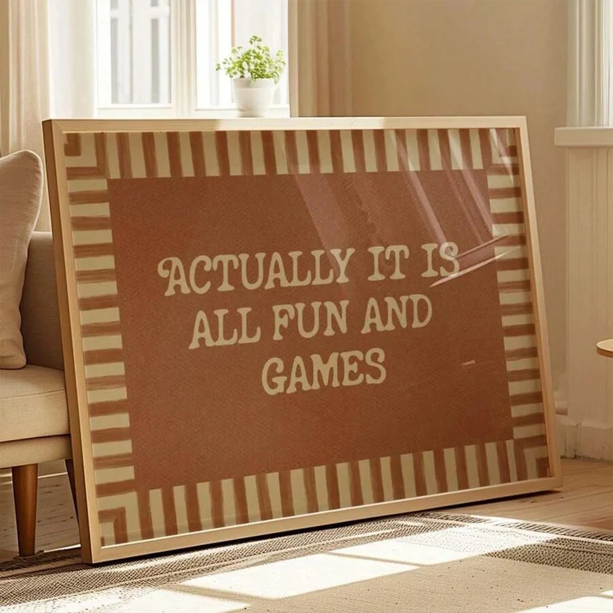 Retro Actually It Is All Fun And Games Wall Art Print Canvas Painting Poster Picture For Living Room,Bedroom Home Decor