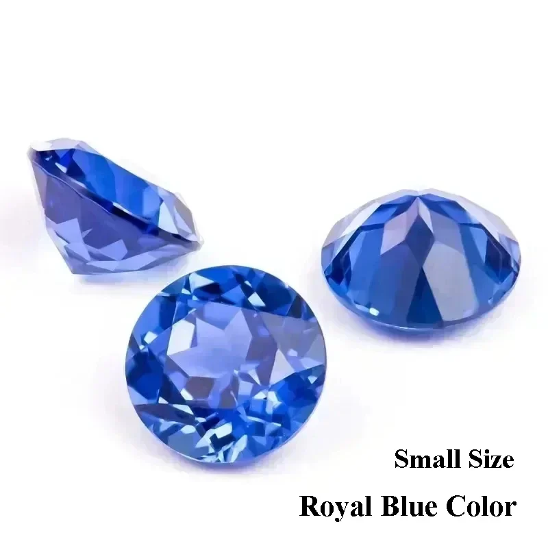 Lab Grown Sapphire Round Shape Small Size Royal Blue Color Gemstones for DIY Ring Necklace Earrings Making Extremely Shiny