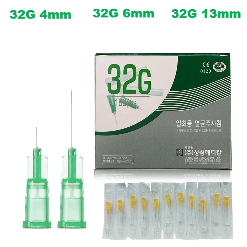 Disposable Medical Micro-Plastic Injection Needle, Cosmetic Sterile, Surgical Tool, 32G, 34G, 1.5, 2.5, 100Pcs