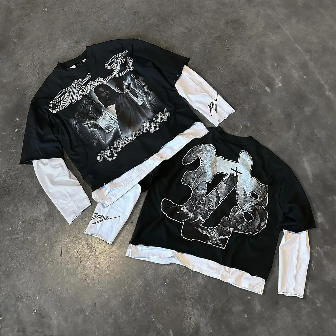 Y2k Clothes Print Crop Top American Style Faith Pattern Oversized T-shirt Street Graffiti Goth Half Sleeved T-shirt Short Sleeve