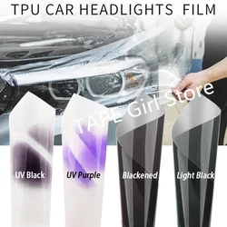 30CM ppf tpu car protective film Hot Repair Scratches car headlight film uv Photochromic protection transparent Light Black