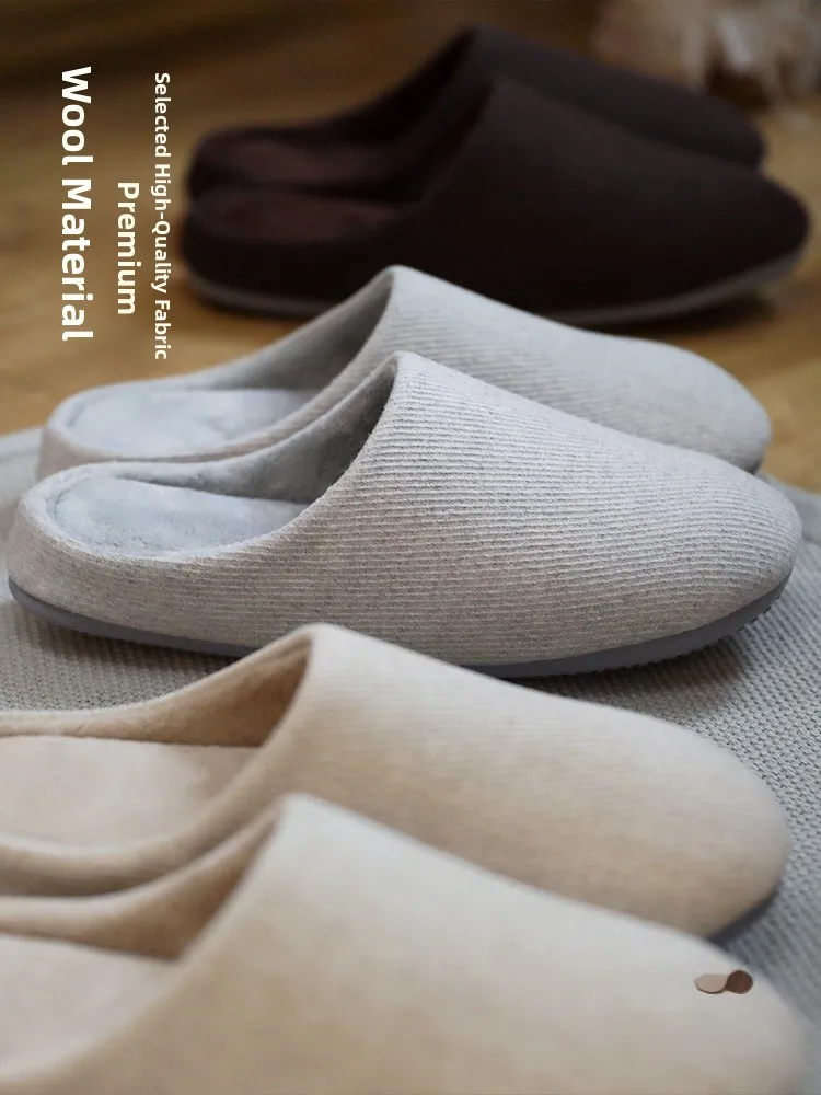 

Мягкие хлопковые тапочки для дома, для деревянных полов, высококачественные, водонепроницаемые, нескользящие, из смесовой шерсти, осенне-зимние, уютные домашние тапочки