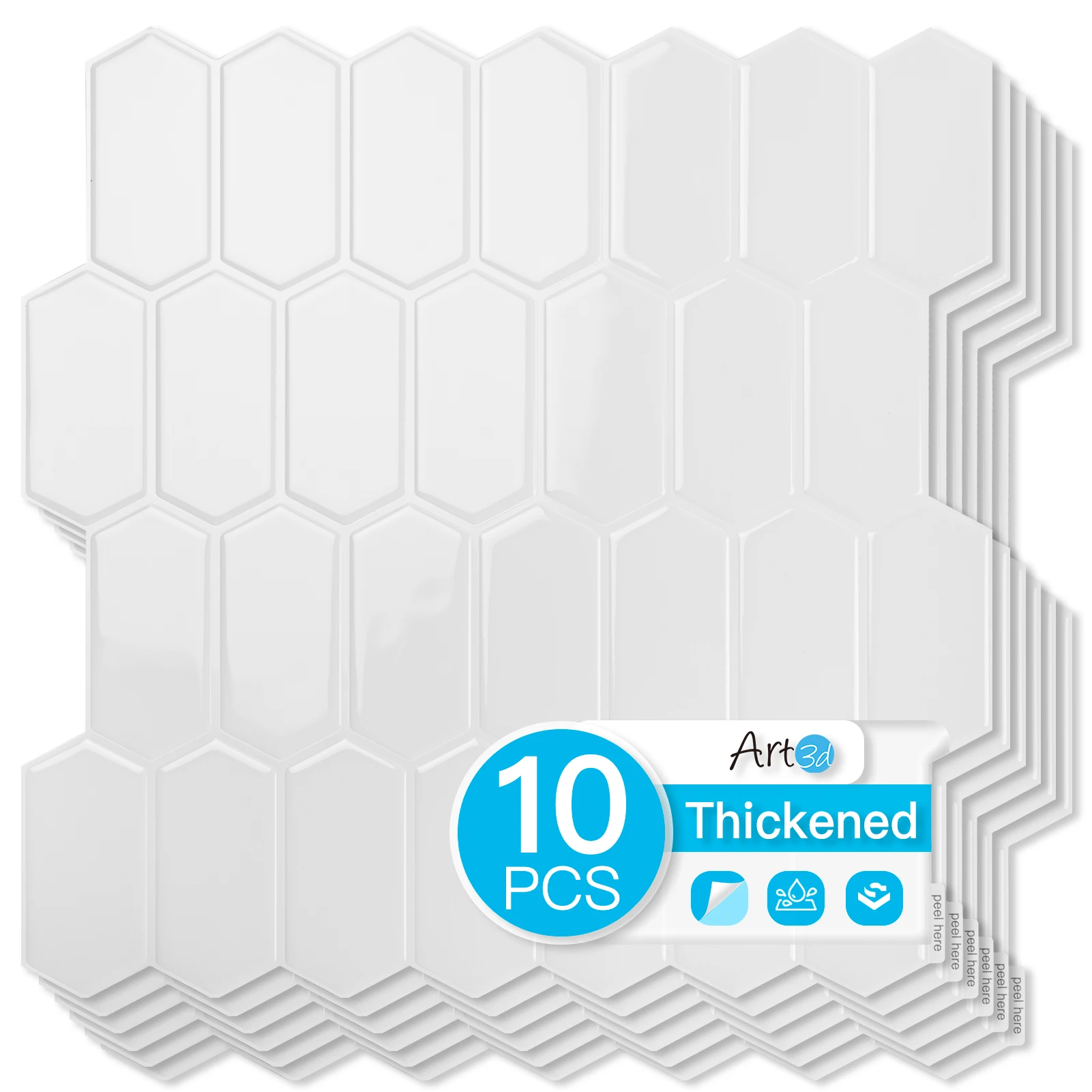 

Art3d 10-листный сверхмощный щиток для снятия и приклеивания, самоклеящаяся виниловая настенная плитка для кухонной столешницы, ванной комнаты