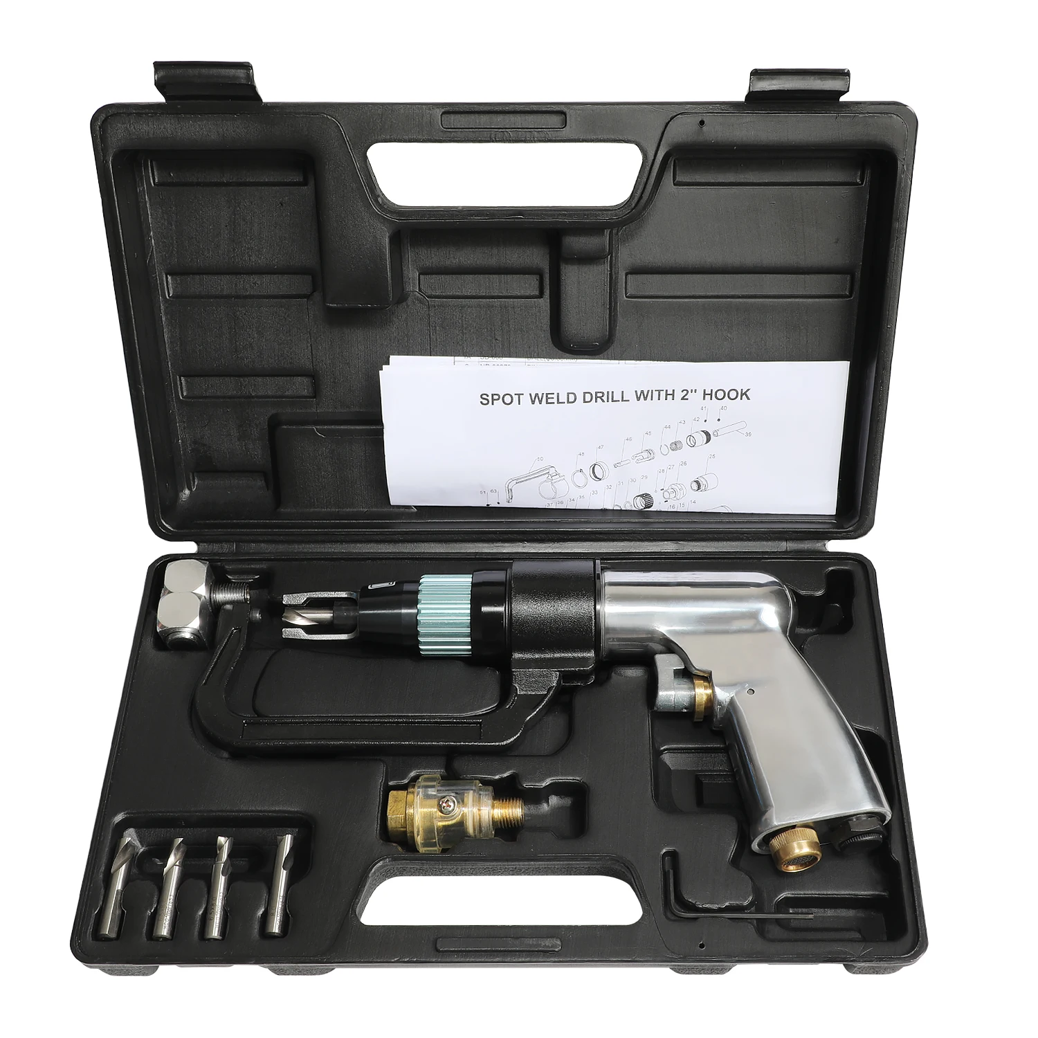 HotHotTaiwan Air Car Welding Spot Weld Drill 6.5mm 8mm Drill Bits Pneumatic Spot Weld Drill Gun W/Hook Remove Eraser