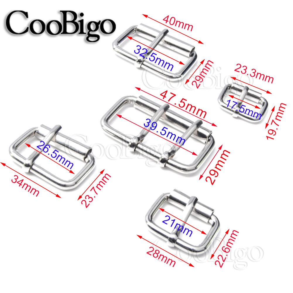 5pcs Metal Roller Pin Buckle Adjust Belt Dog Collar Chain Rectangle Ring for Leather Handbag Backpack Shoe Strap DIY Accessories