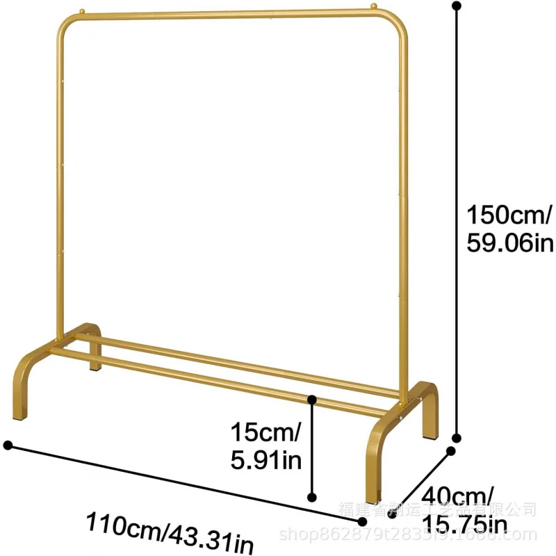 Custom.-Border Clothing Display Stand Simple Modern Coat Rack Iron Floor Clothes Display Rack Black and Golden