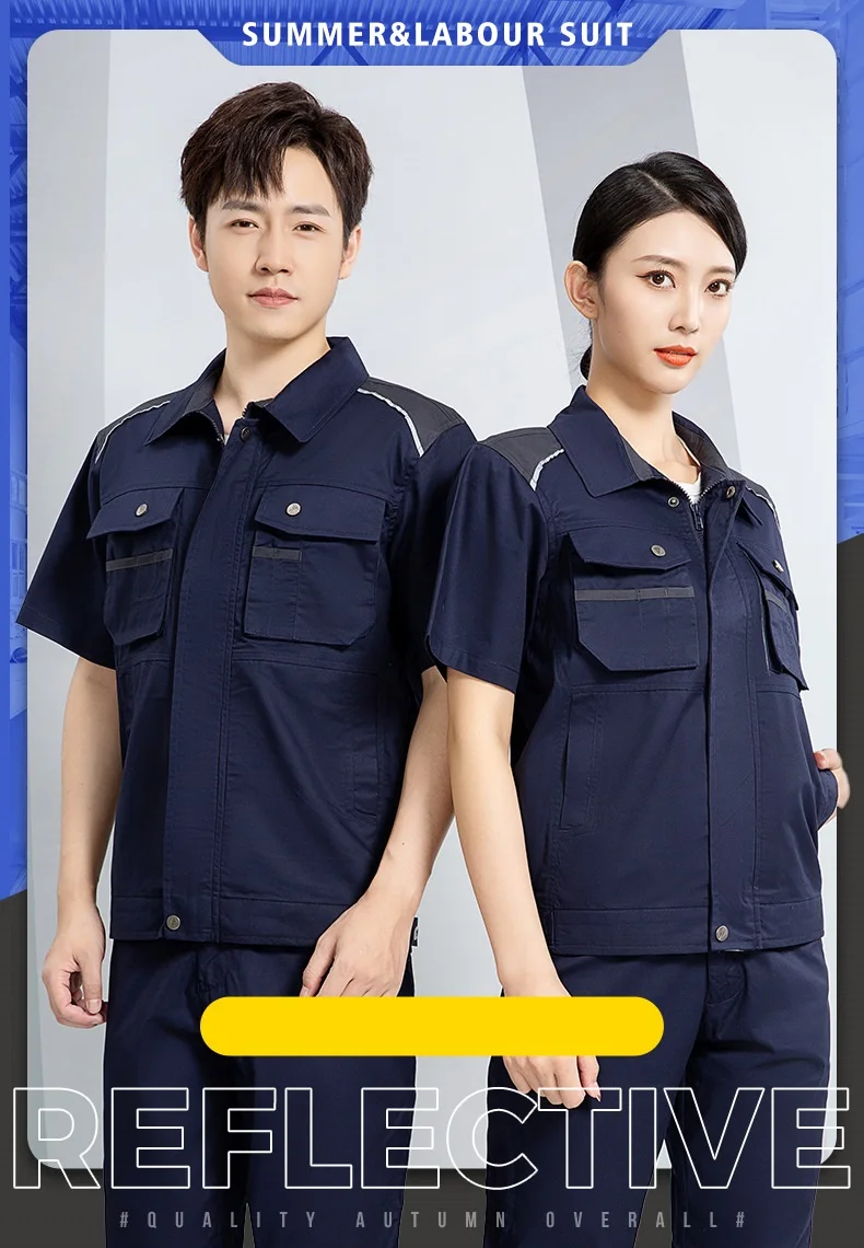 Fashion Design Work Clothing Set Contrast Color High Quality Wear Resistant Working Uniforms Repairman Working Suits Workshop