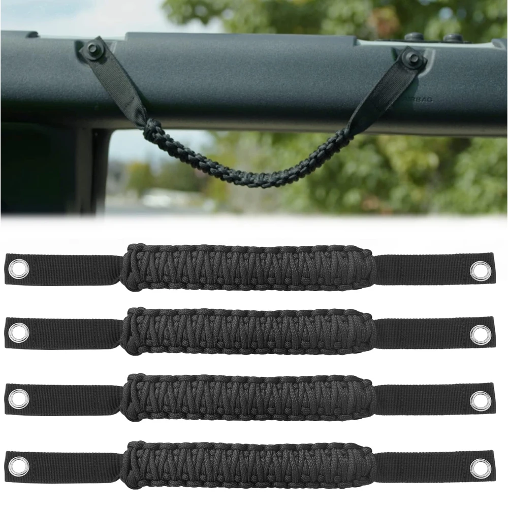 

4PCS Black Grab Handles for Ford Bronco 2021-2024 2/4 Door, Roll Bar Paracord Grip Handles, for Ford Bronco Interior Accessories