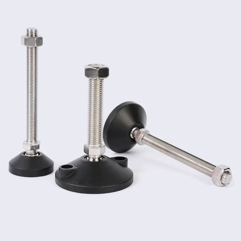 1Pcs M8 M10 M12 Adjustable Leveling Feet Swivel Base Articulating Legs Leveling Foot Cup 304 Stainless Steel Screw Nylon Base