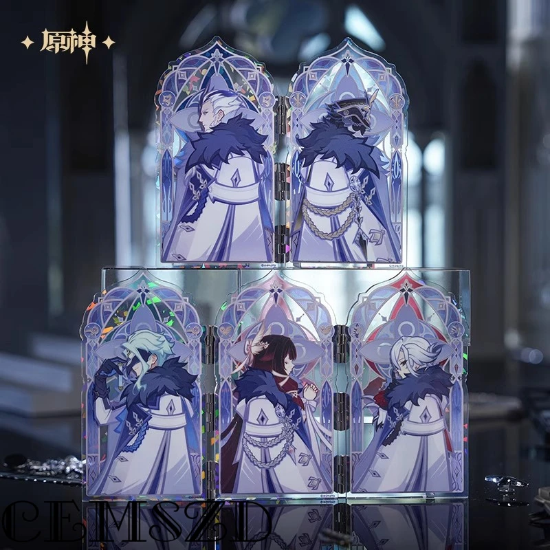 [Genuine] Hot Game Genshin Impact FROST And FLAME Cosplay Translucent Acrylic Stand-up Anime Cartoon Character Desktop Ornaments