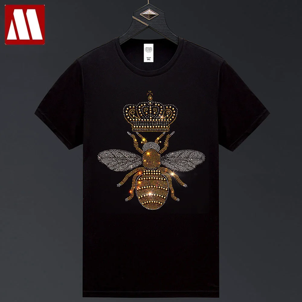 

Men Time-limited Promotion O-neck No Luxury Diamond Design Short Sleeve t shirt Cotton Tops And Tees Crown Bee diamond T-shirt