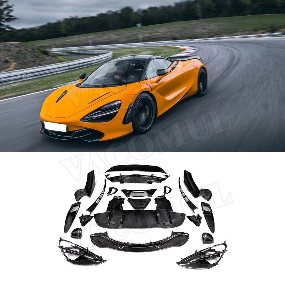 VACOMUL Dry Carbon Fiber Front Lip Trunk Air Vent Trim Rear Lip Diffuser Rear Spoiler Body kit For McLaren 720S Coupe 2018-2019