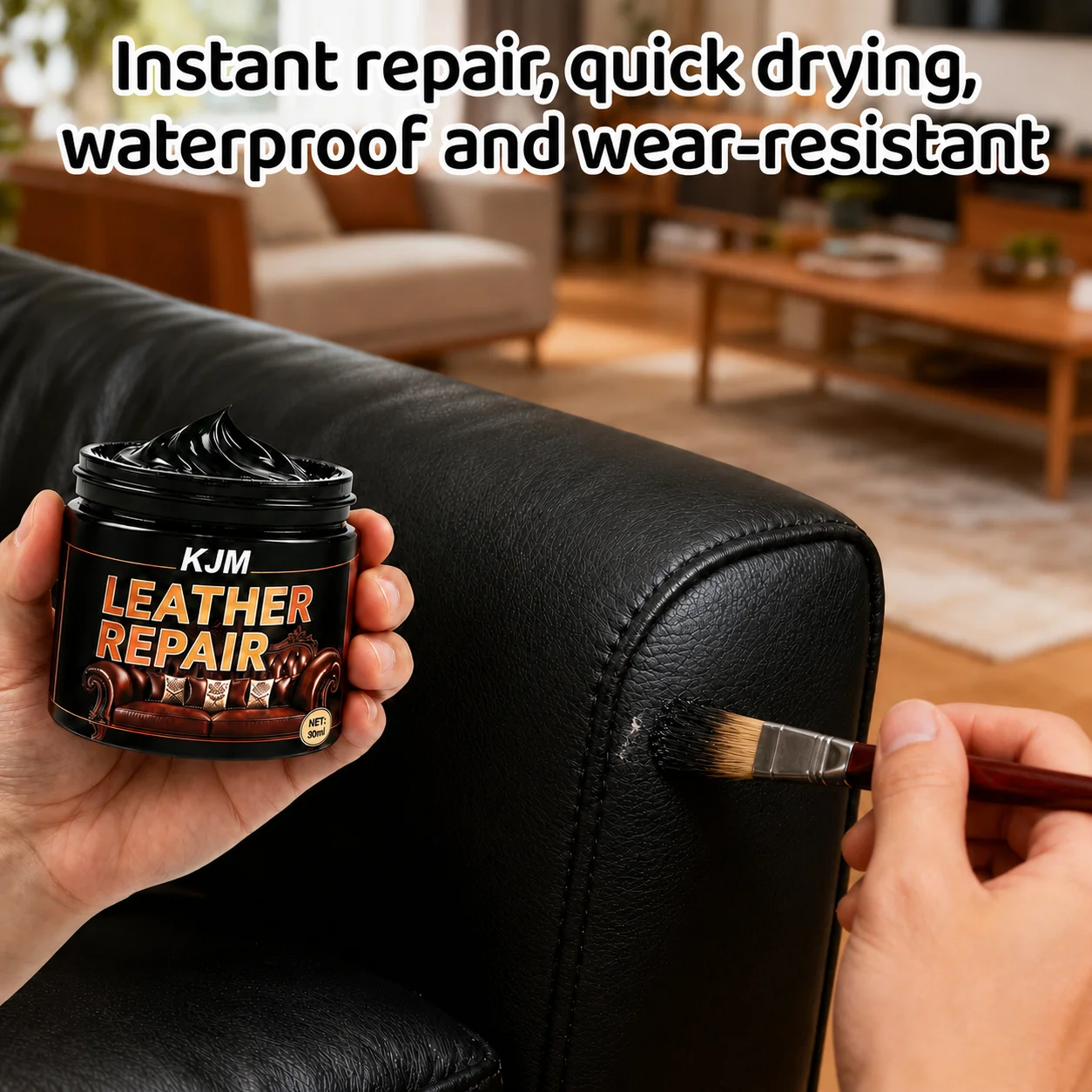 KJM Leather Repair Filler 30ML Black PU Leather Restoration Paste For Sofa Car Seat Shoes Scratch Crack Hole Repair