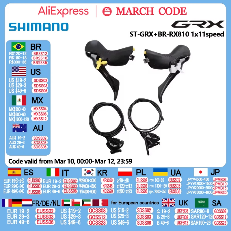 SHIMANO GRX ST-GRX BR-RX810 ST-RX610 BR-400 1x11 Speed ST+BR RX810 2X11 Speed Mechanical Road Bike Disc Brake GRX Flat Mount