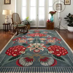 Light Luxury Cloakroom Carpet Home Non-slip Mat Large Area Bedroom Decor Washable Rug European Retro Carpets for Living Room