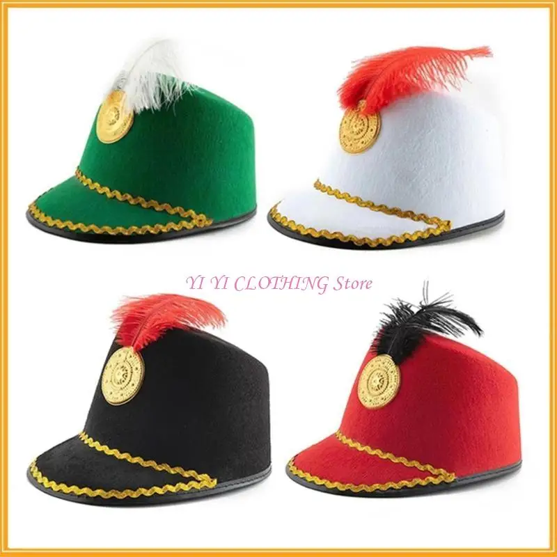 N5KF Guard Knight Hat for Men Elegant Adult Felt Church Knight Hat with Decors Taking Photo Supplies