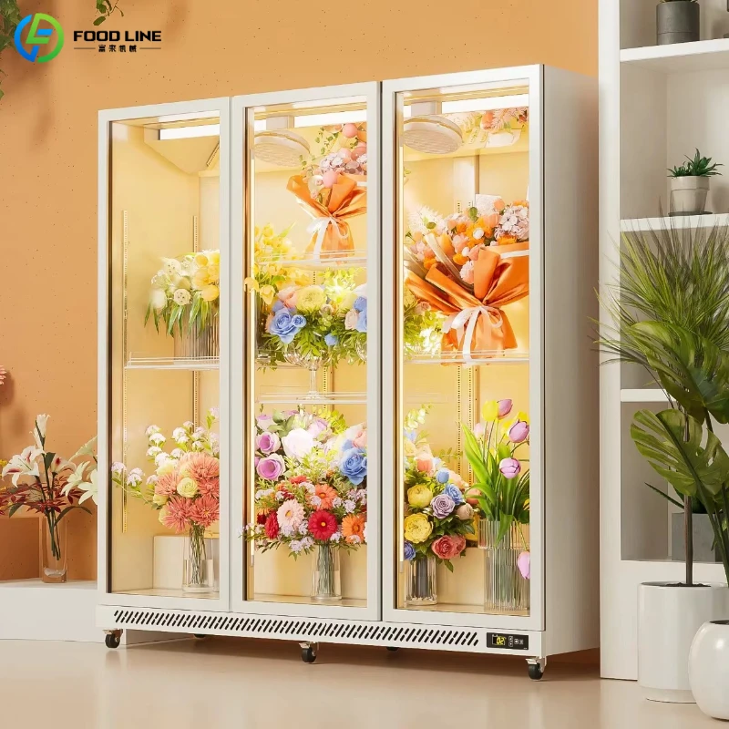 Customized Split Type Flower Display Cabinet Floral Cooler Wholesale MOQ 2 Independent Unit Glass Door Fresh Flower Cabinet