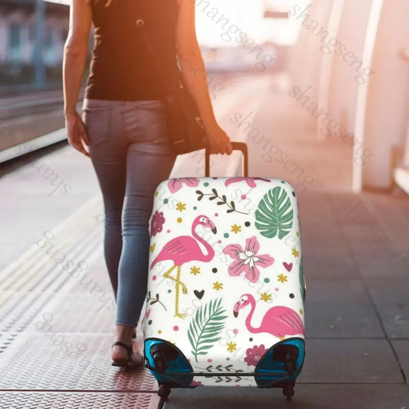 حافظة واقية لحقيبة السفر بطباعة نمط فلامنغو، غطاء حقيبة السفر، حماية مرنة، غطاء أمتعة قابل للغسل، 18-32 بوصة #6