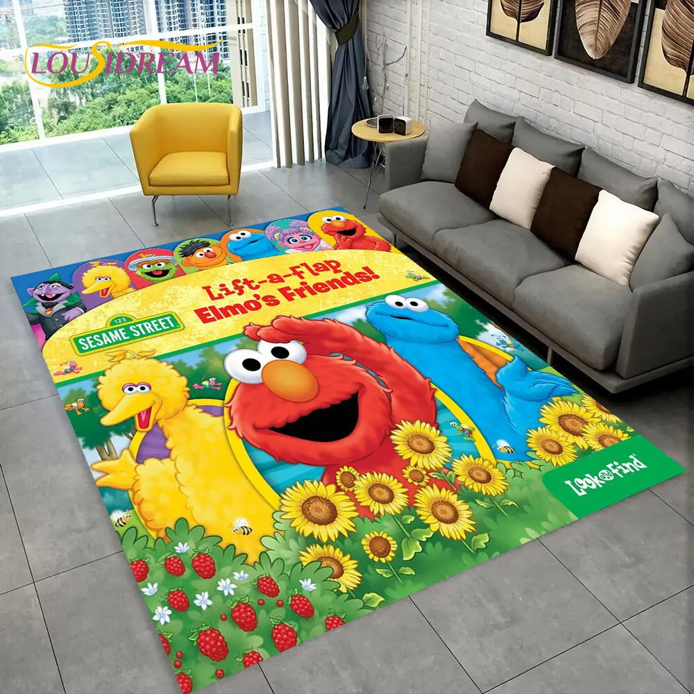 TV Sesame Street Cute Cartoon Area Rug,Carpet Rug for Living Room Bedroom Sofa Doormat Decoration, Kid Play Non-slip Floor Mat