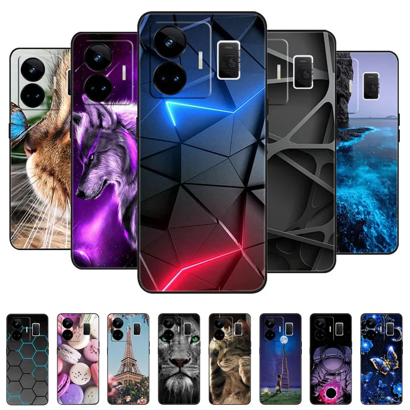 Phone Cover For Realme GT3 240W Case Silicone Black Bumper Soft TPU Coque for Realme GT3 Case Protector Funda RealmeGT3 RMX3709