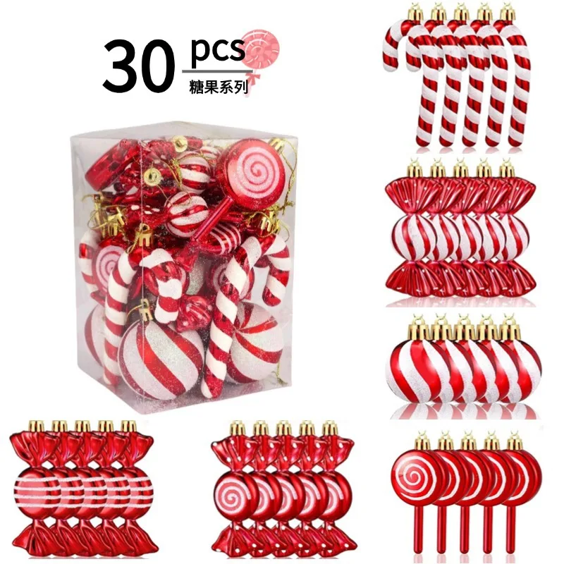 

30PCS New Christmas Candy & Tree Ornaments - Plastic Christmas Balls | Festive Xmas Hanging Decor Holiday Party Supplies 2025
