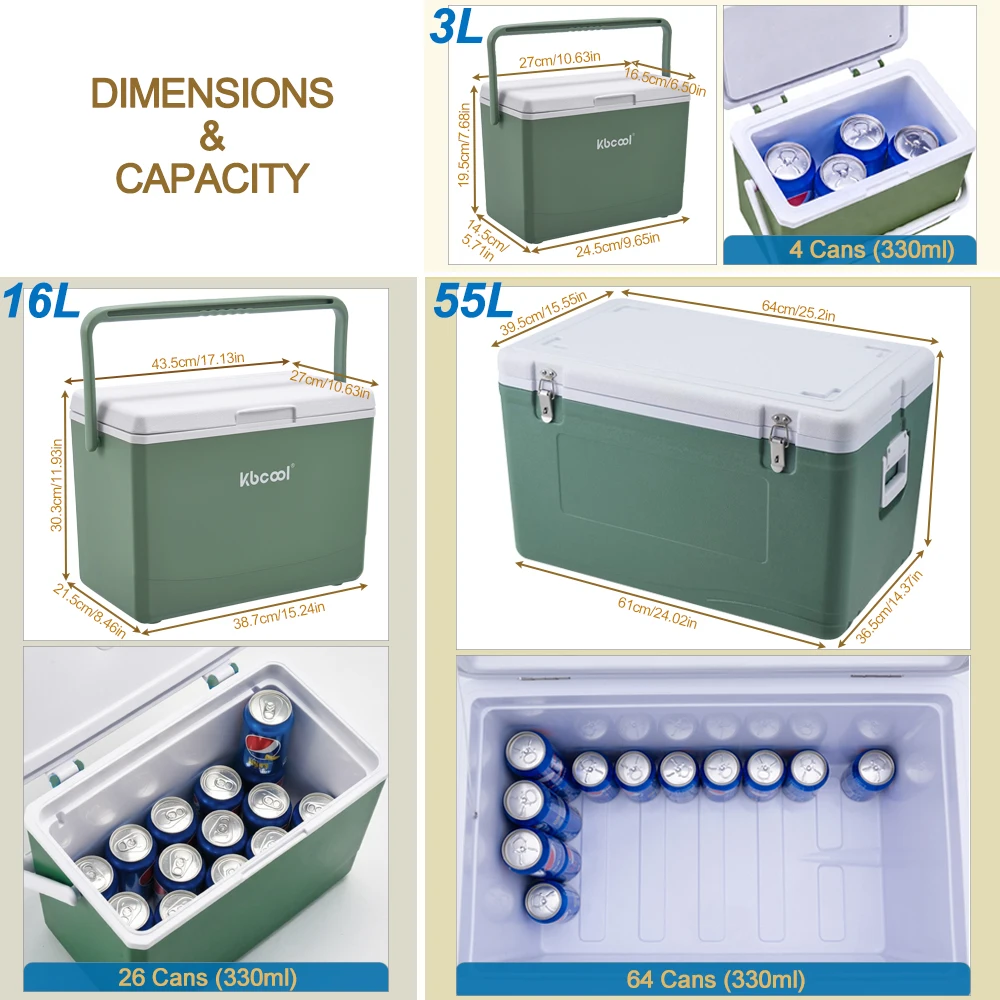 3L 16L 55L  Plastic Cooler Box Customized PP/PE Multifunction Ice Chest Cooler for Outdoor Camping Fishing