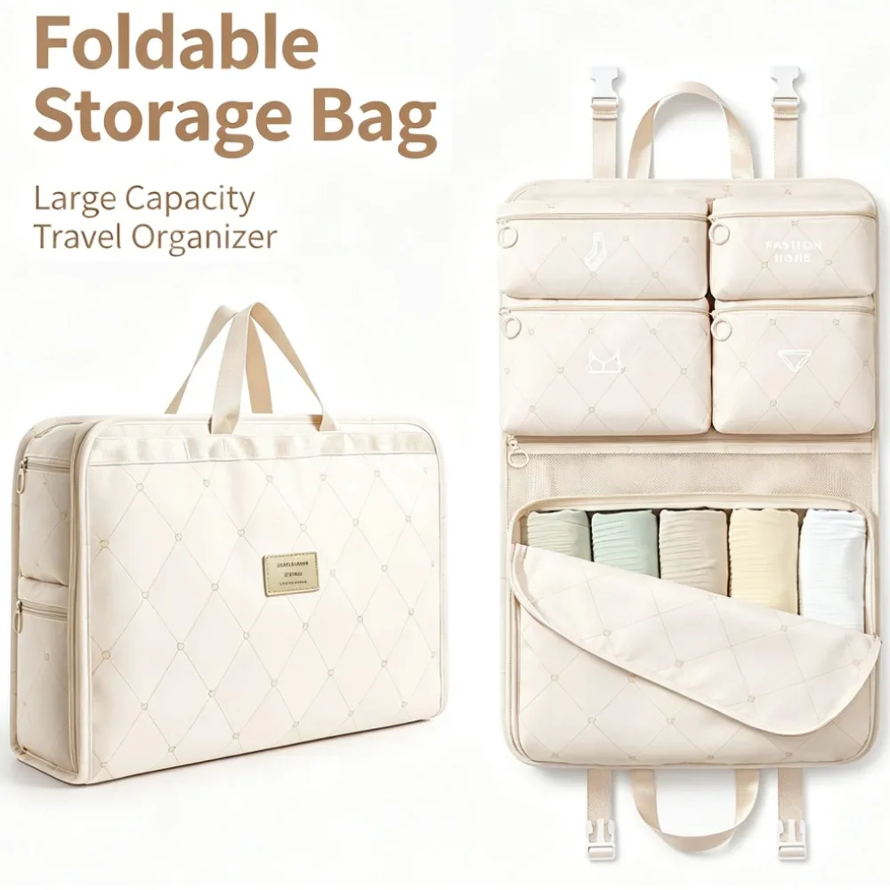 7‑in‑1 Hanging Travel Storage Bag Foldable Luggage Organizer 7 Pockets Underwear Bra Socks Sorting Pouch For Business Trip