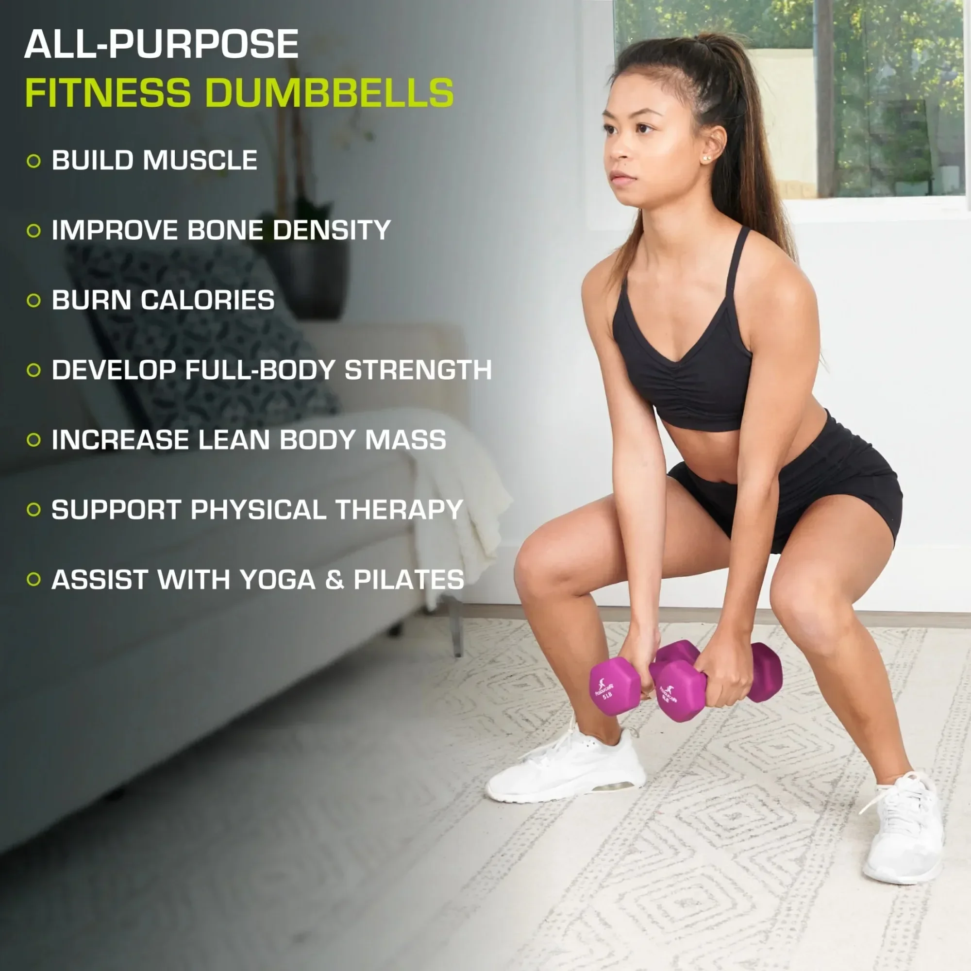 دمبل مطلي بالنيوبرين - مجموعة من 2 (5 رطل لكل منهما)، مجموعة دمبل، دمبل، سداسية، متعددة الاستخدامات