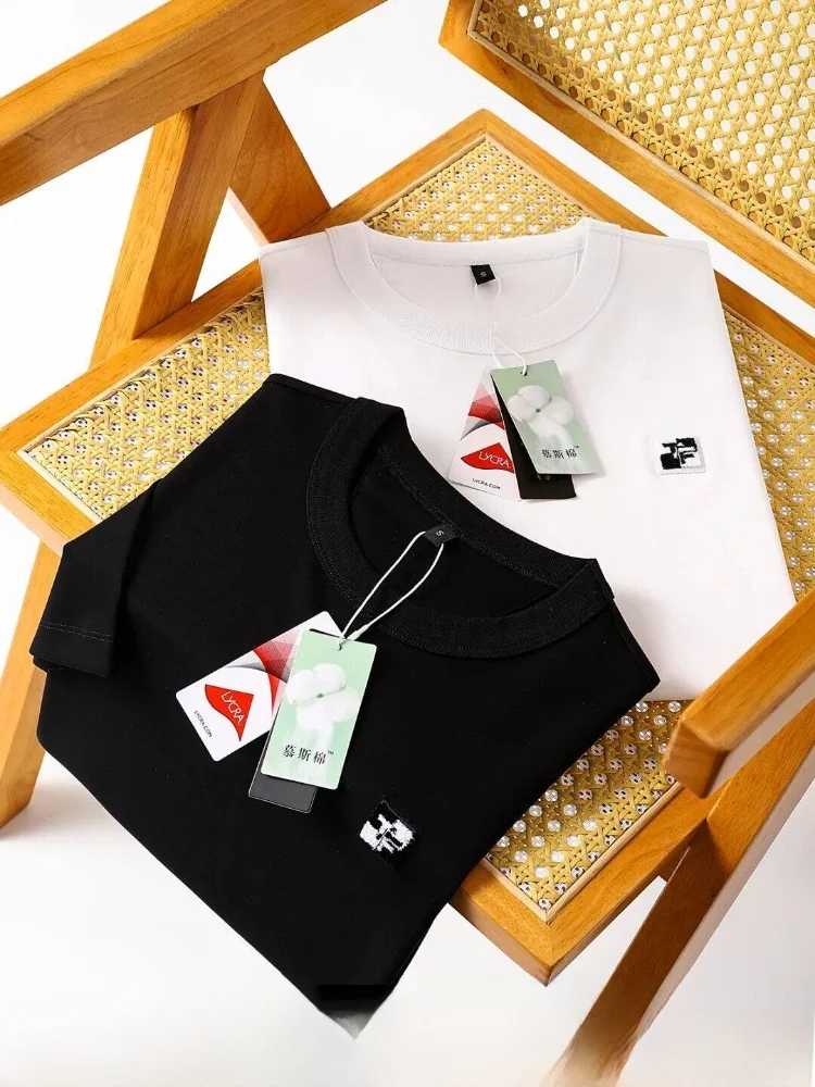 

Мужская футболка из хлопка Supima с коротким рукавом, круглым вырезом, базовый слой, комфортная, дышащая, для повседневной носки