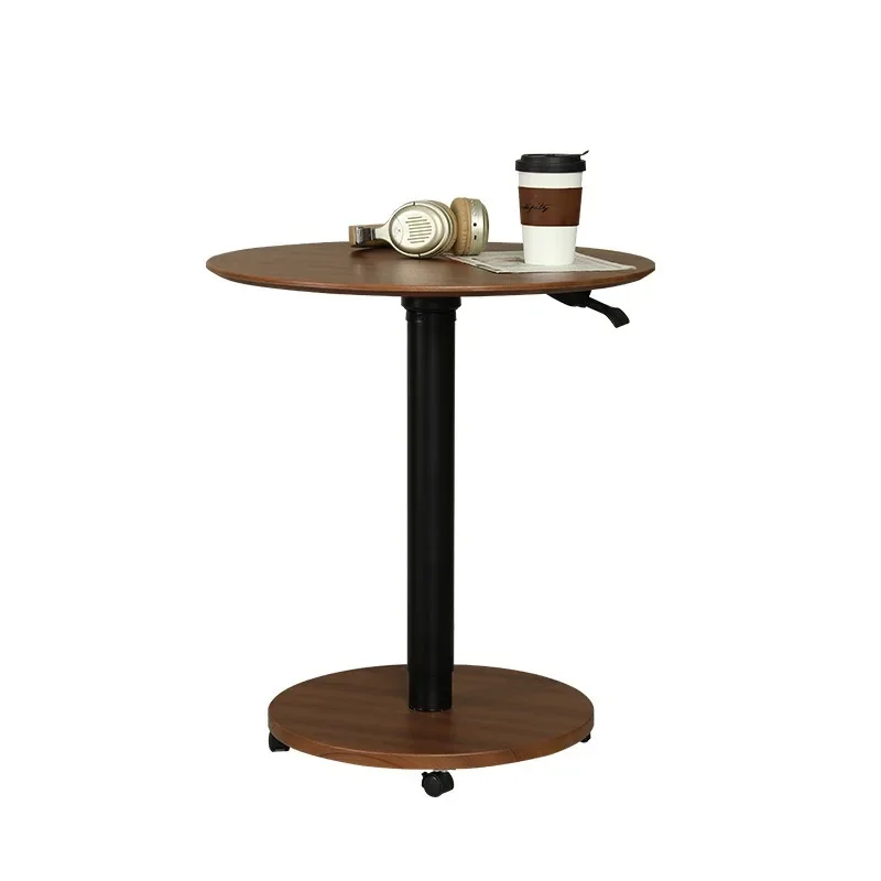Round desktop pneumatic moving height adjustable coffee table table