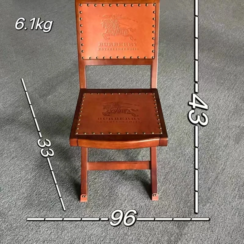 단단한 나무 접이식 의자 가구, 레트로 디자인 등받이 의자, 가정용 접이식 식당 의자, 방수 가죽 사무실 의자