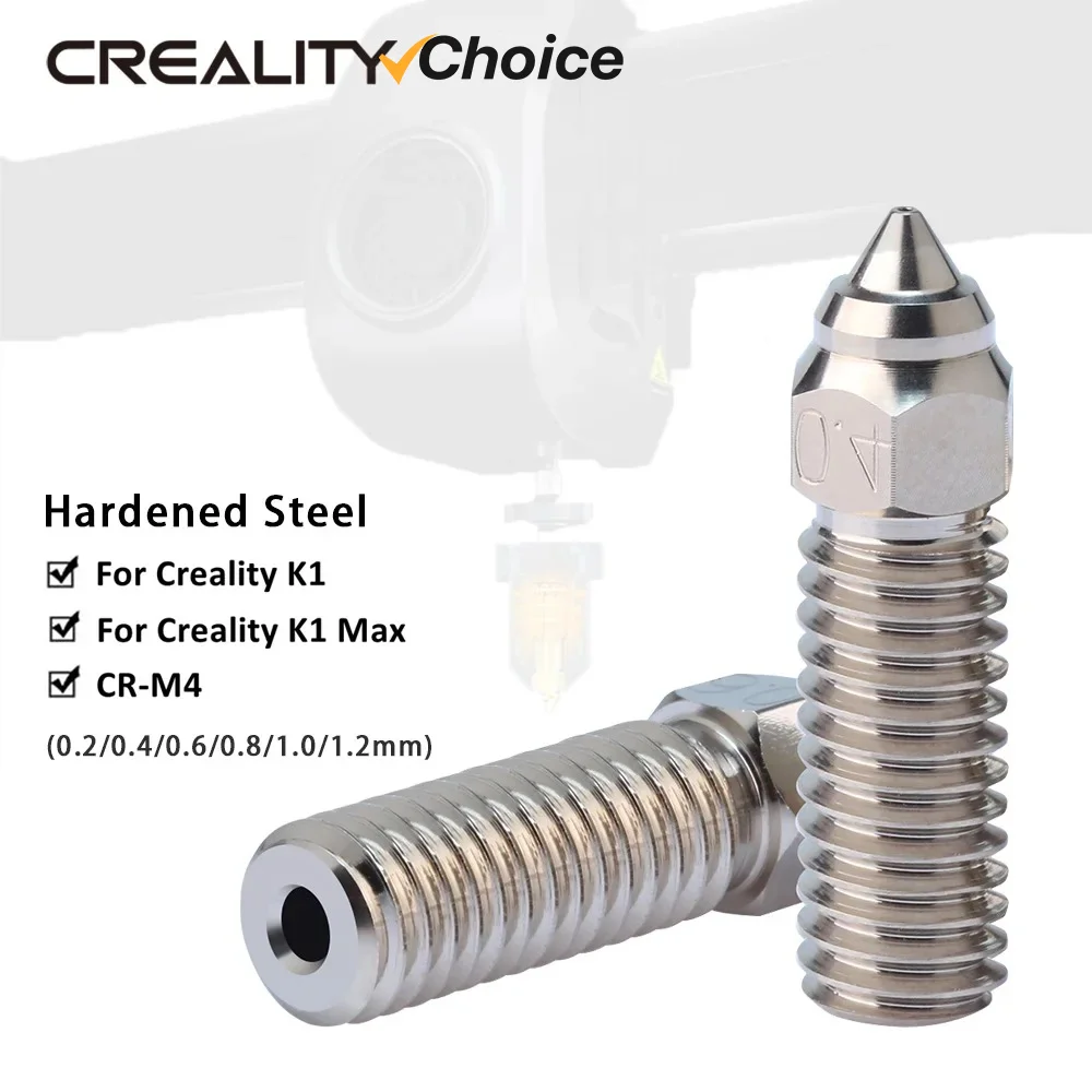 CREALITY K1 Nozzle 0.2/0.4/0.6/0.8/1.0/1.2mm Hardened Steel Plated Copper High Temperature Wear Resistant 3D Printer