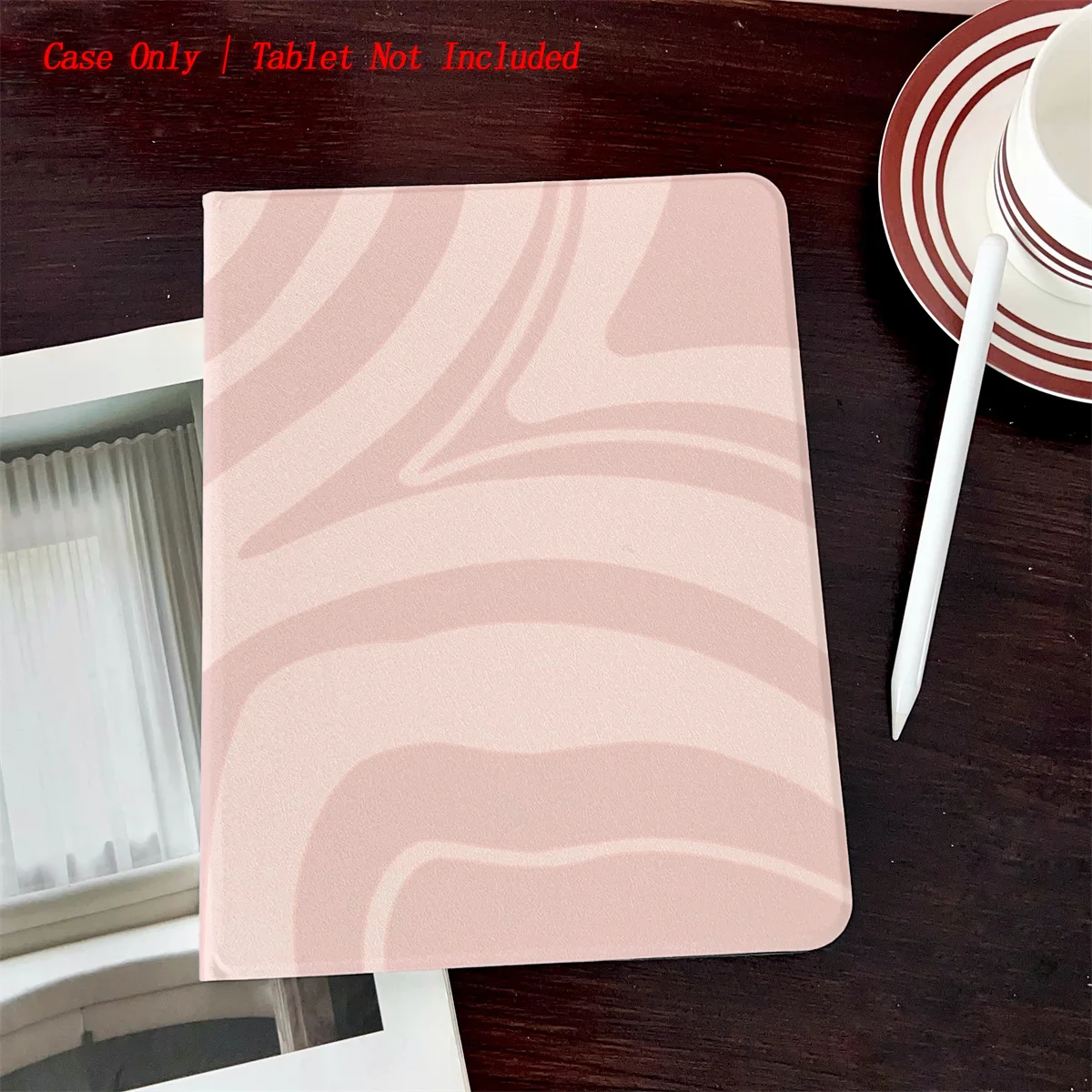

Book Style iPad Case with Pen Slot & Pink Stripe Print, Simple Fresh Style for Pro 12.9/11/Air 10.9/iPad 10.2/Mini 6, Shockproof