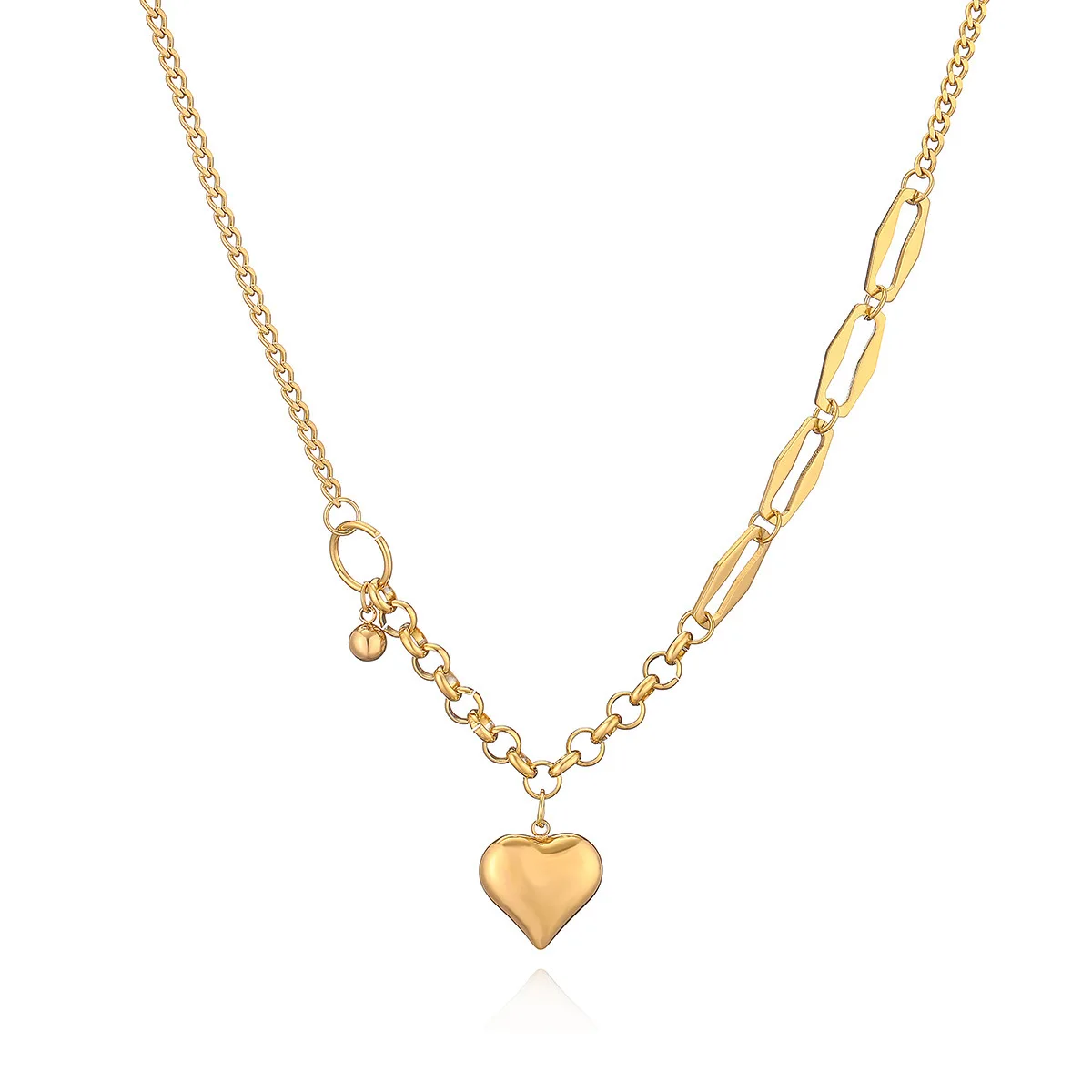 New Fashion Gold Color Non-Fading Stainless Steel Jewelry High Polish Heart Choker Necklaces For Women
