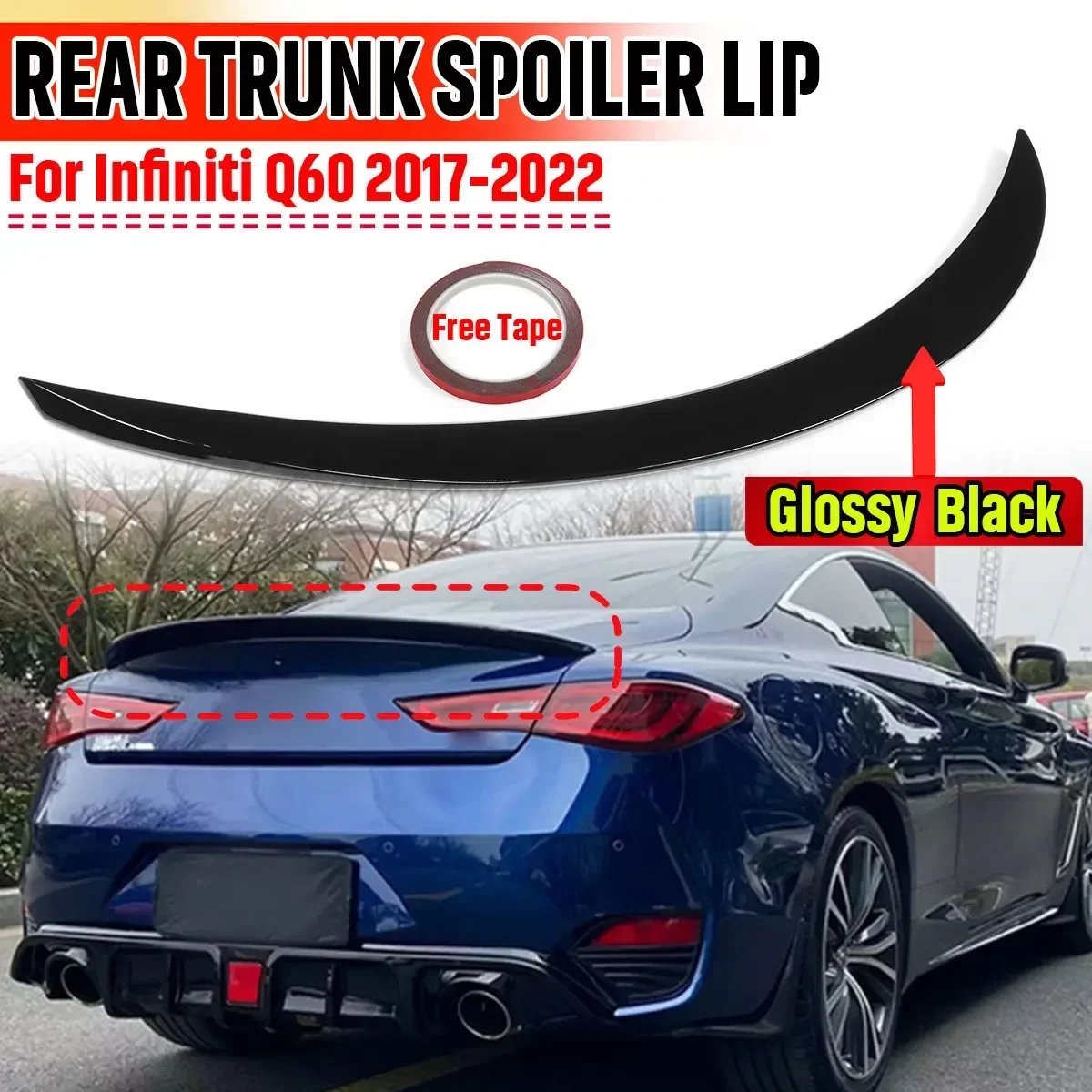 

New Car Rear Spoiler Wing Lip Extension For Infiniti Q60 2017-2022 Rear Trunk Spoiler Lip Boot Wing Rear Spoiler