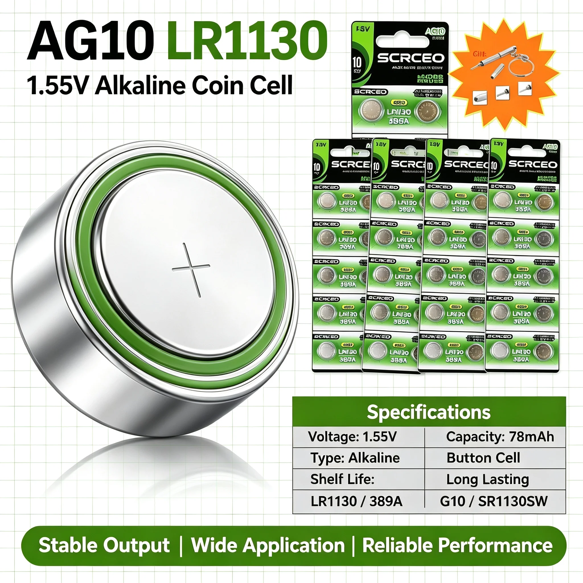 New1.55V AG10 LR54 LR1130 Cell Coin Battery SR54 389 G10189 SR1130 1.55V 78mAh  Alkaline Button Batteries for Watch Toys Remote