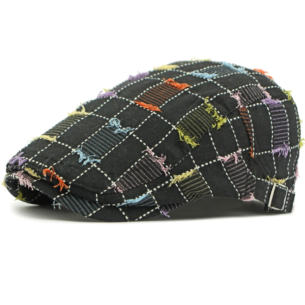 

HT4770 Beret Cap Men Women Vintage Artist Painter Beret Hat Male Female Retro Plaid Ivy Flat Cap Adjustable Berets for Men Women
