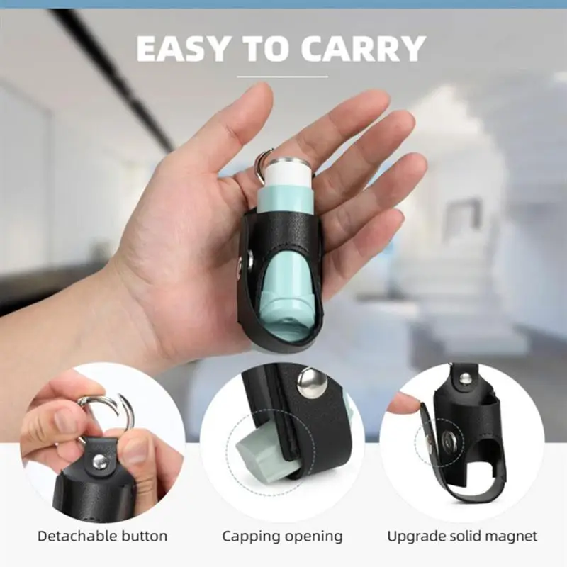 Inhaler Case Keychain Inhaler Spacer Holder Case With Metal Buckle PU Leather Lightweight And Handy For Travel, Daily Use