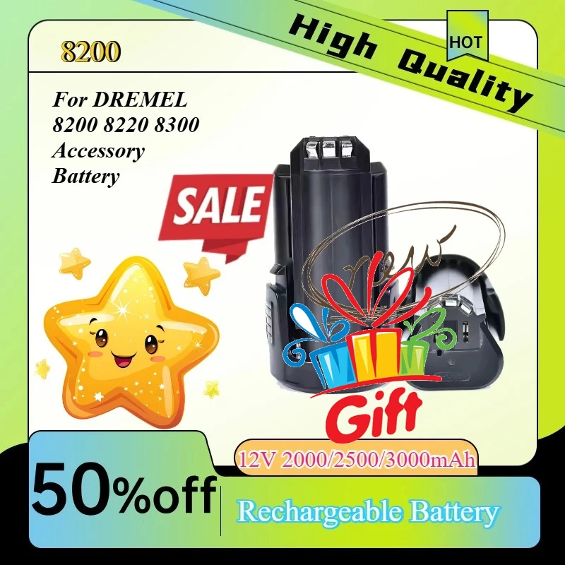12V 1500-3000mAh Battery 1 High Capacity Replacement Accessory Fit Dremel 8200 8220 8300 Cordless Rotary Tool Lithium Battery