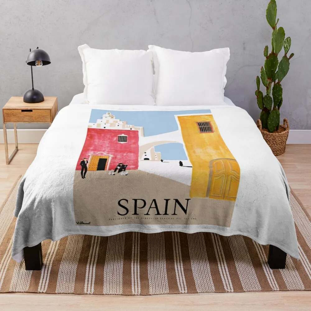 1958 SPAIN Travel Poster Throw Blanket Sofa Throw Flannel Weighted Blankets