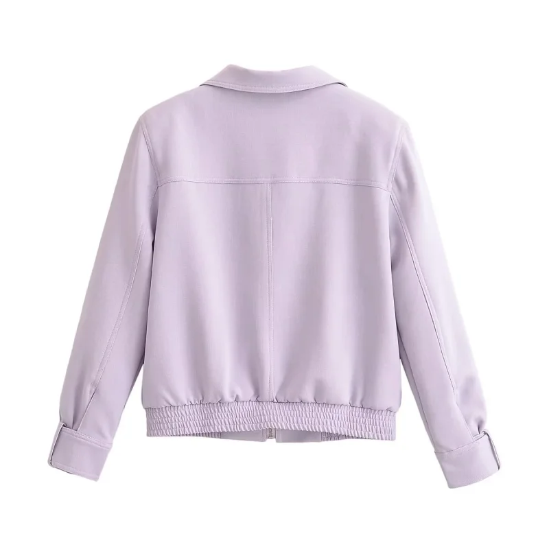 2026 Women's New Jacket Purple Zipper Jacket Model Multi Purpose Elastic Cuffs Top Casual Yet Upscale Daily Versatile Outerwear
