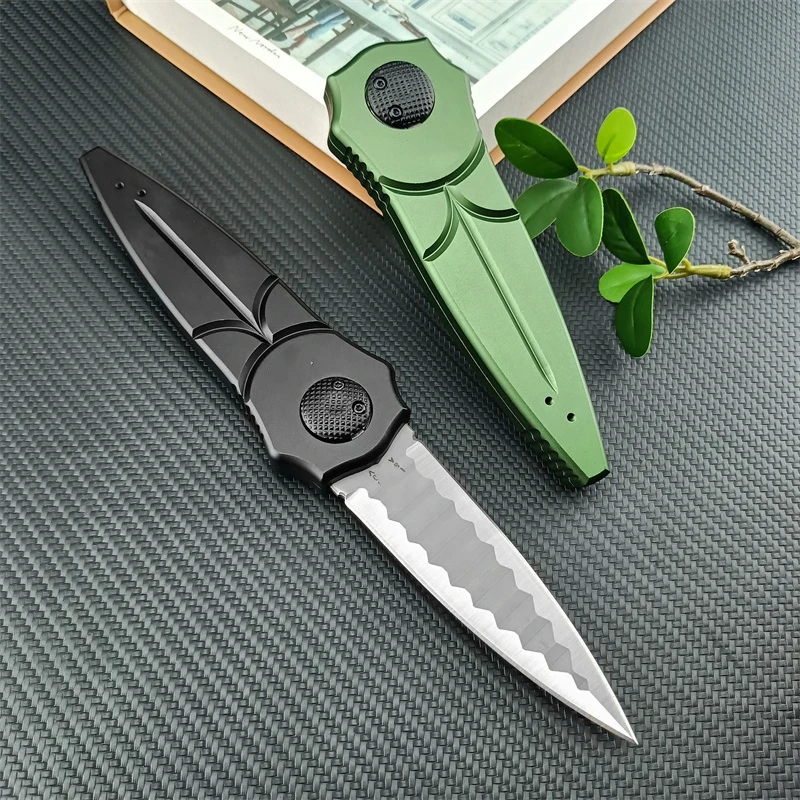 Green/Black Outdoor Assisted Folding Knife D2 Steel Blade Aluminum Handle Sharp EDC Tool Knives for Camping Hiking