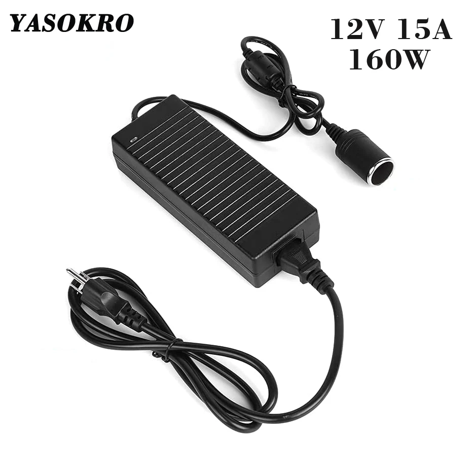 アダプター変換器110v/240vから12v 15a 160w,カーバッテリー,シガレットライター,ソケットac/dc