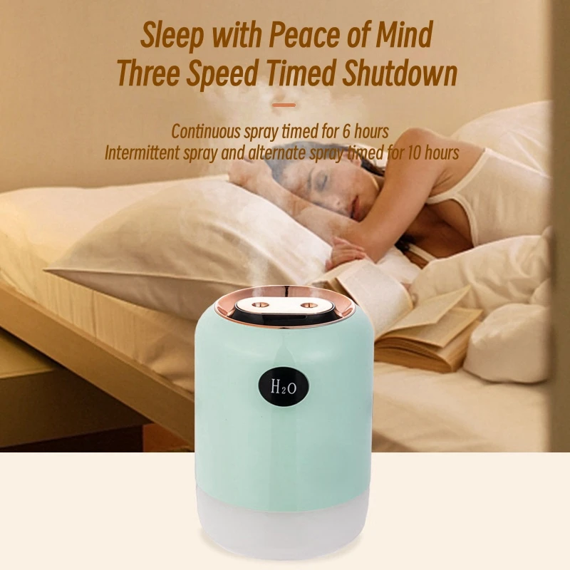Purificatore d'aria con umidificatore USB a doppio spruzzo di grande capacità da 700ML con lampada a LED per umidificatore d'aria con Aroma a nebbia fredda ad ultrasuoni per la casa