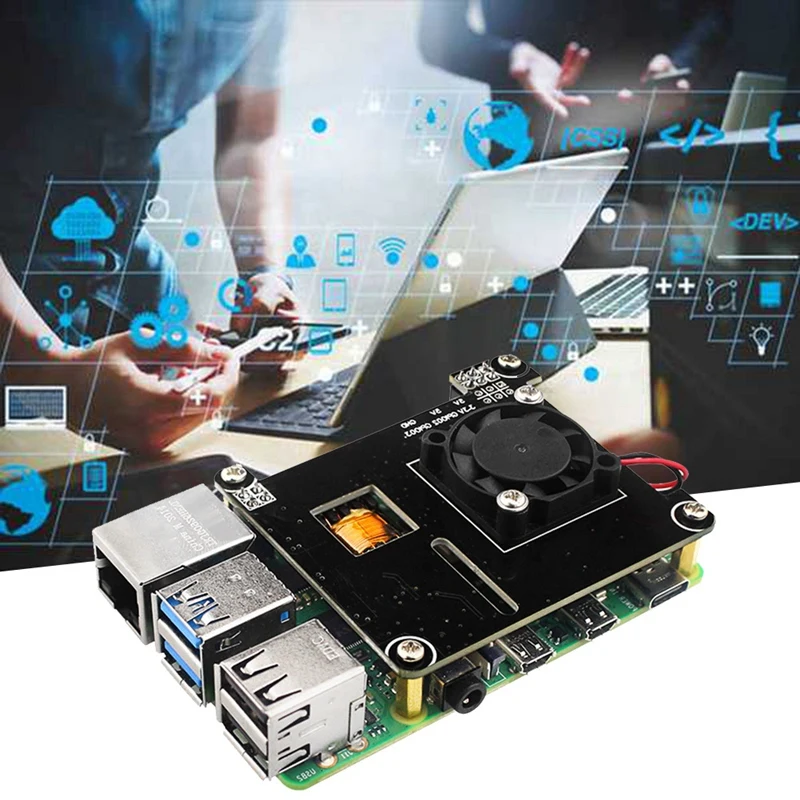 Papan ekspansi POE + kipas pendingin, modul catu daya POE papan ekspansi Ethernet Gigabit 4B/3B + kipas pendingin untuk Raspberry Pi