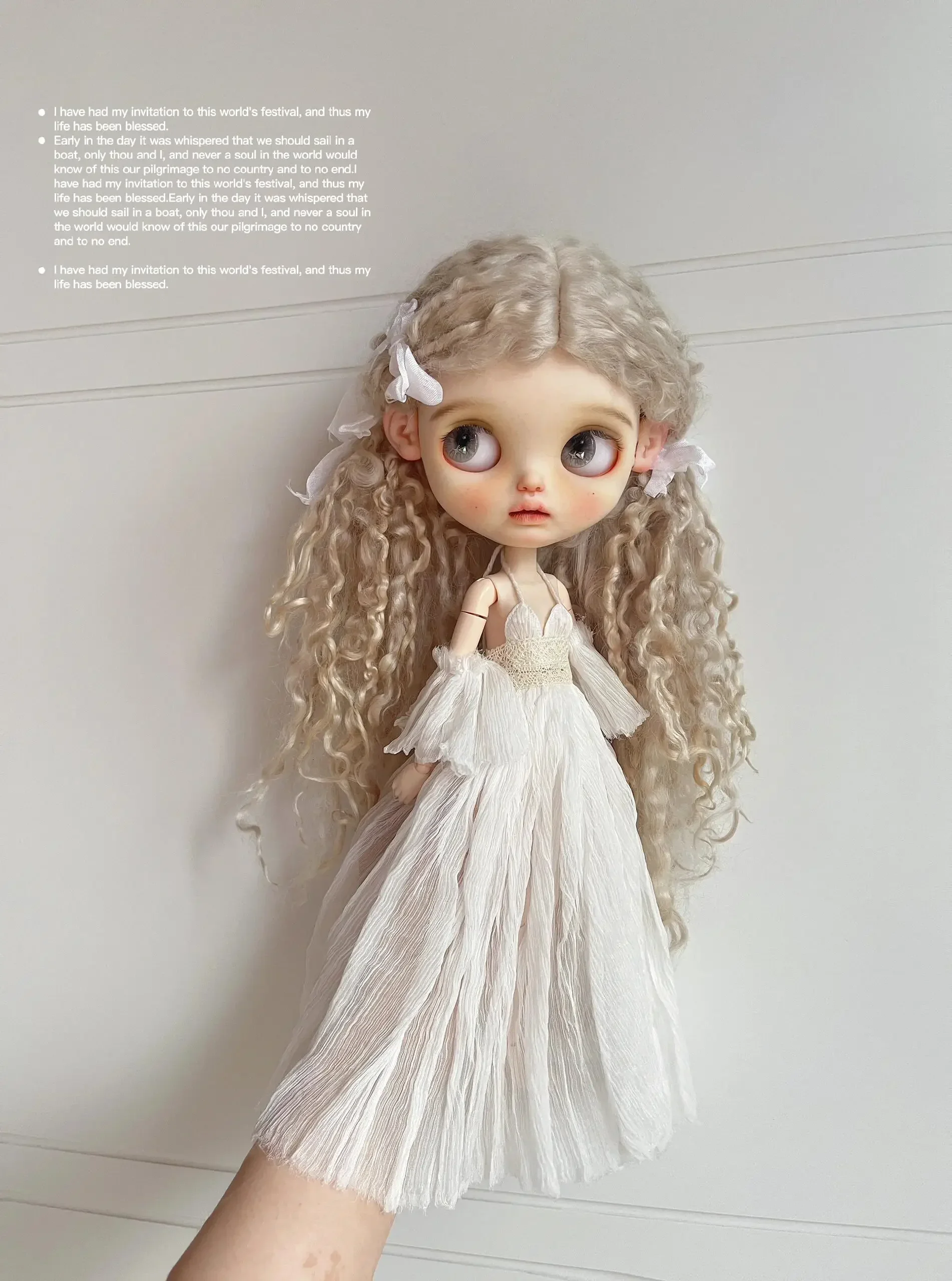 ICY DBS Blyth 30CM 1/6 Doll Clothes OB24 New Azone Gorgeous White Princess Off-the-shoulder Slip Dress Flute Sleeve Doll Clothes