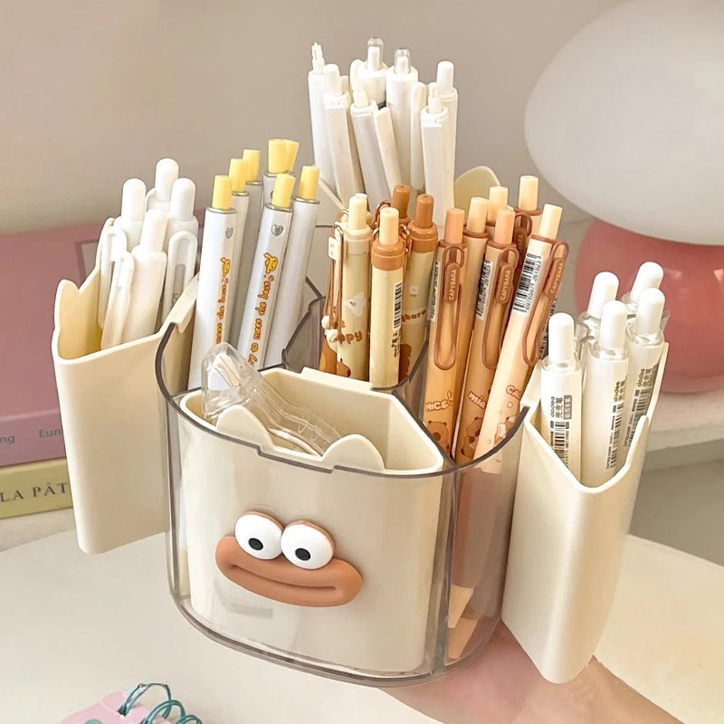 

Rotatable Pen Container Simple Multifunctional Pen Container Compartment Creative Large Capacity Stationery Storage New