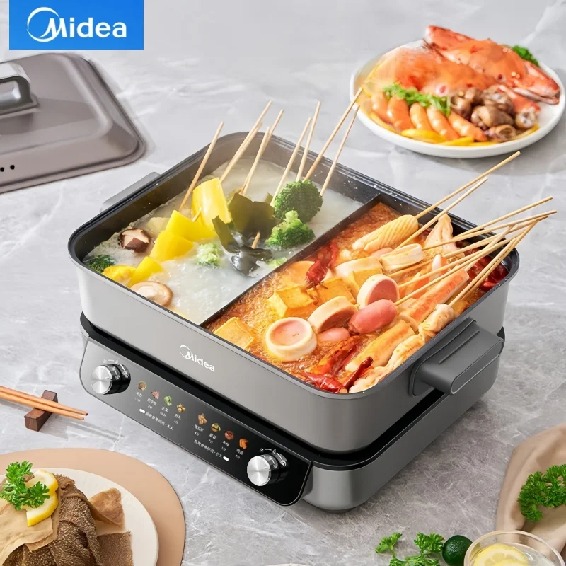 

Electric Hot Pot Split Mandarin Duck Pot Multi-functional Double Knob Independent Temperature Control Non-stick Cooking Pot